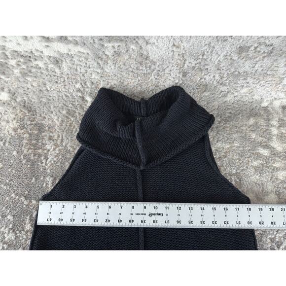 Pure Handknit Sz M/L Lagenlook Sleeveless Cowl Neck Tunic Sweater Big Pockets - Picture 5 of 8